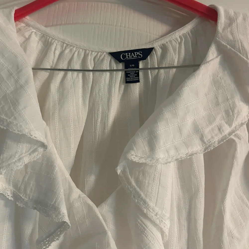 Chaps White Ruffled Blouse - Picture 3 of 4